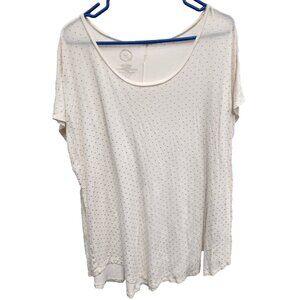 24/7 Maurices Womens T-Shirt Size 1X Cream Metallic Dot Short Sleeve Casual Top